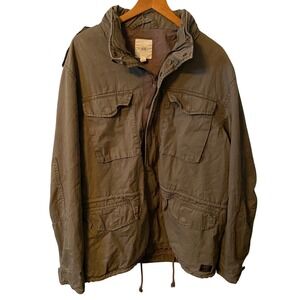 H&M Olive Green Utility Jacket Women's‎ Size L Multiple Pockets Drawstring Waist